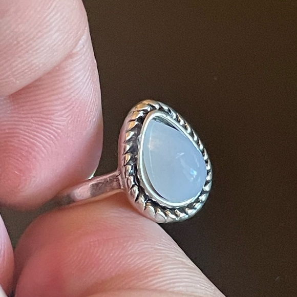 Water drop Opal stone S925 silver ring size 5.5 - Picture 6 of 9